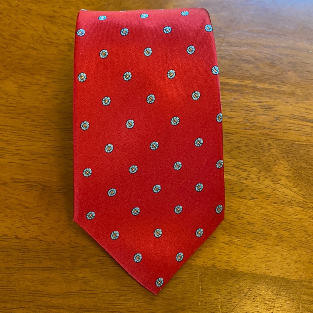 Egon Von Furstenberg Red Tie EUC Silk Blend